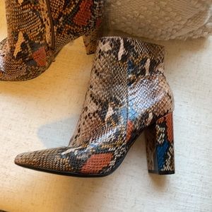 Bamboo fake snakeskin boots booties